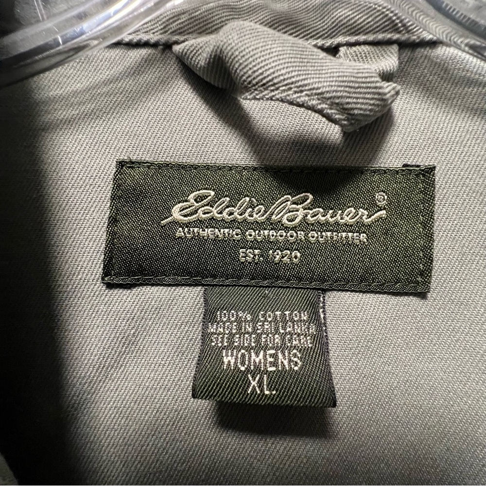 Eddie Bauer Womens Olive Green Army Military Style Utility Jacket Sz XL Cotton - Picture 2 of 16